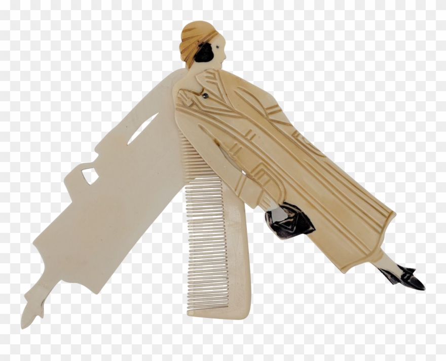 Vintage Celluloid Women's Figural Comb German Made - Jewellery Clipart