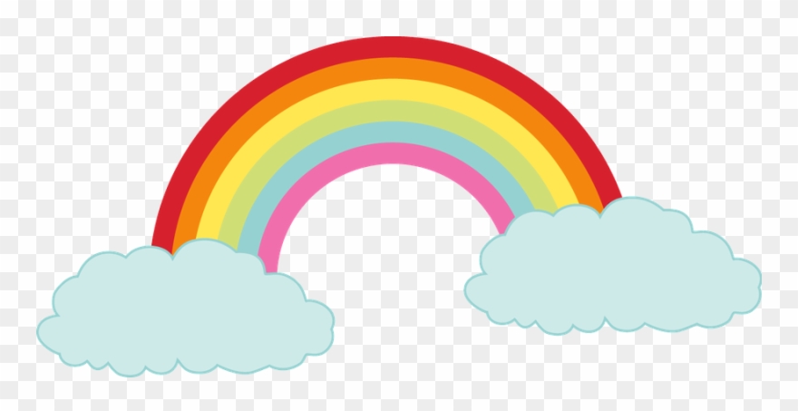 Clipart Cloud Sunshine - Clouds With Rainbow Clipart - Png Download