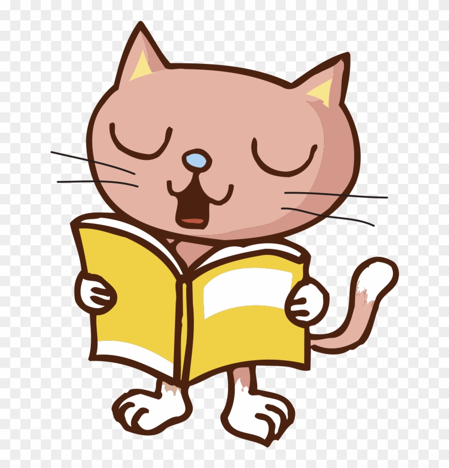 立ち読みをする猫のイラスト - Cat Clipart