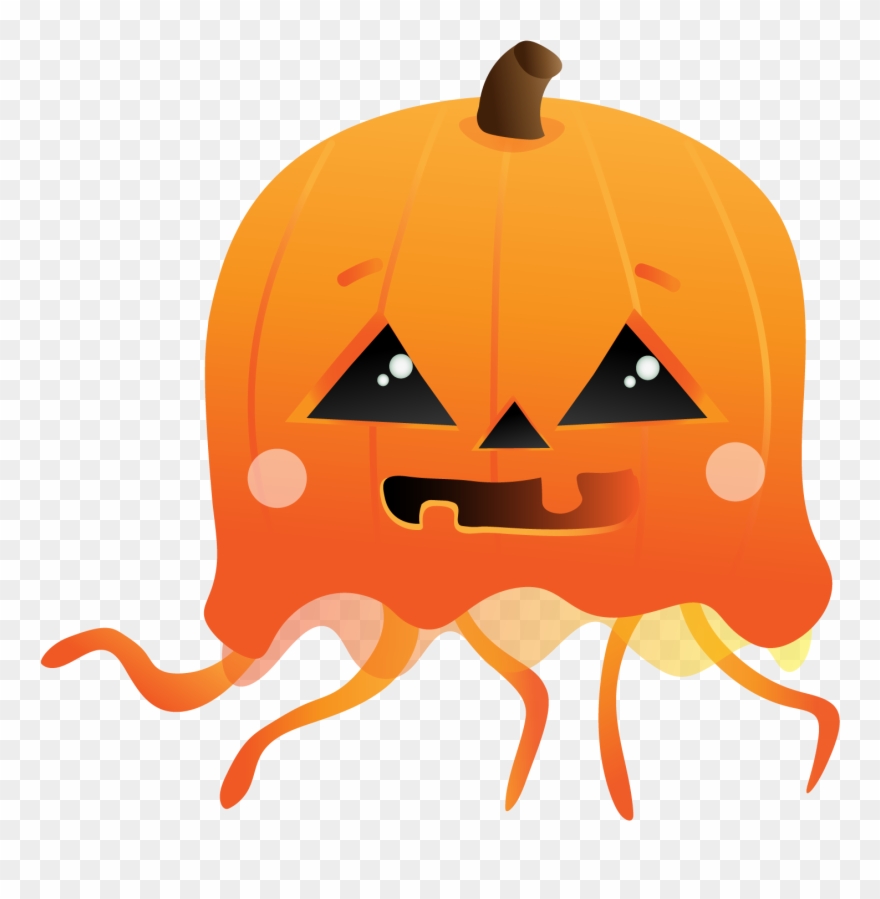 Holiday Jellyfish Set - Jack-o'-lantern Clipart