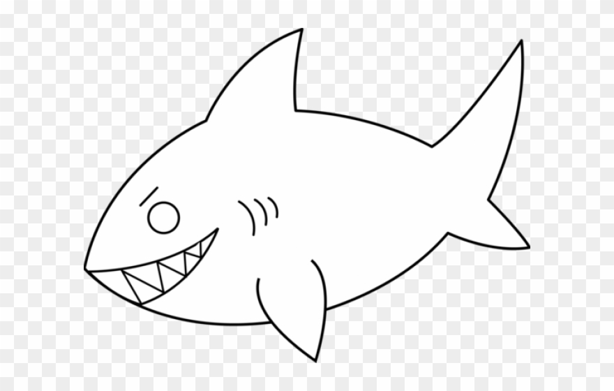 Shark Line Art - Animal Picture Black And White Outline Clipart