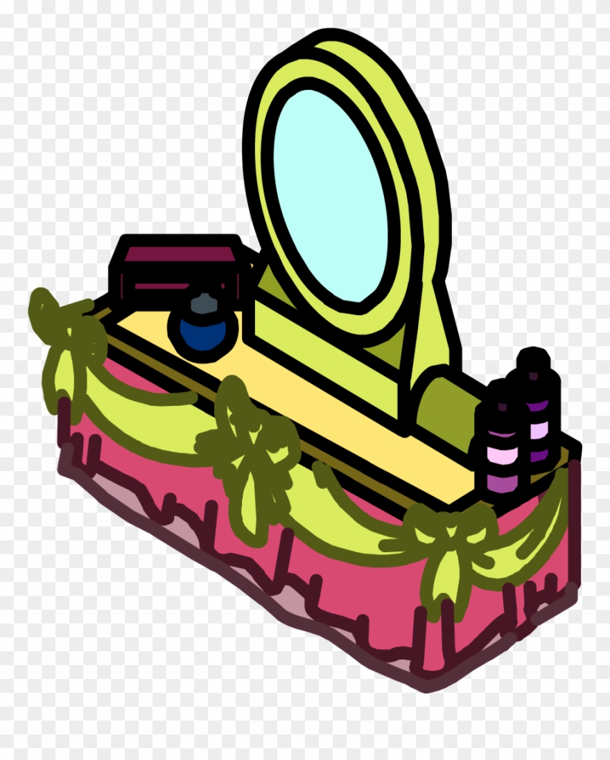 Makeup Clipart Dressing Room Mirror - Club Penguin Dressing Table - Png Download