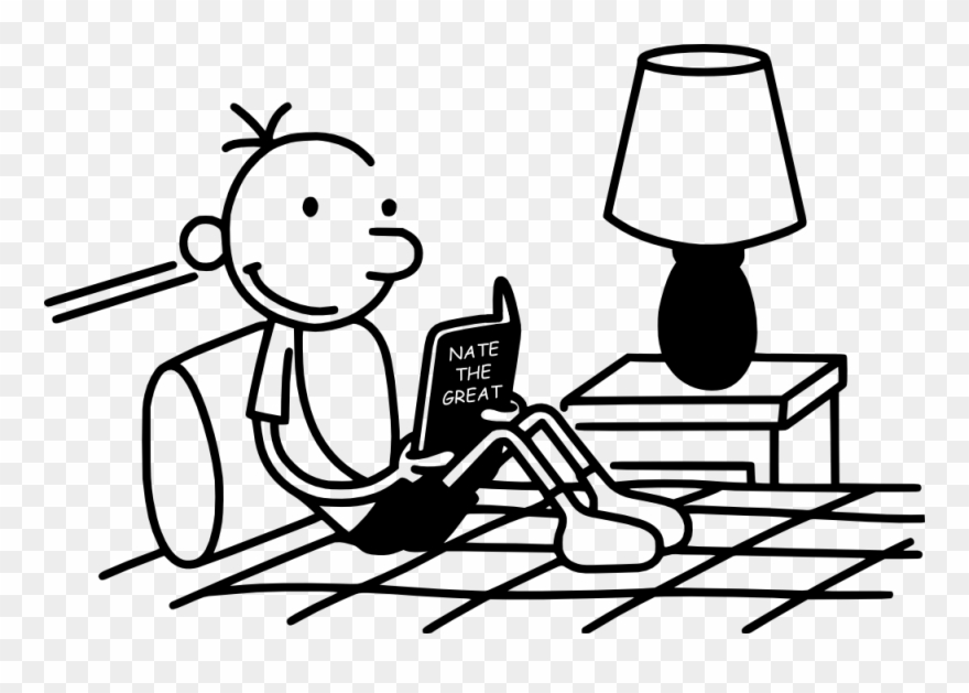 Greg Heffley Reading Nate The Great - Diary Of A Wimpy Kid Coloring Page Clipart