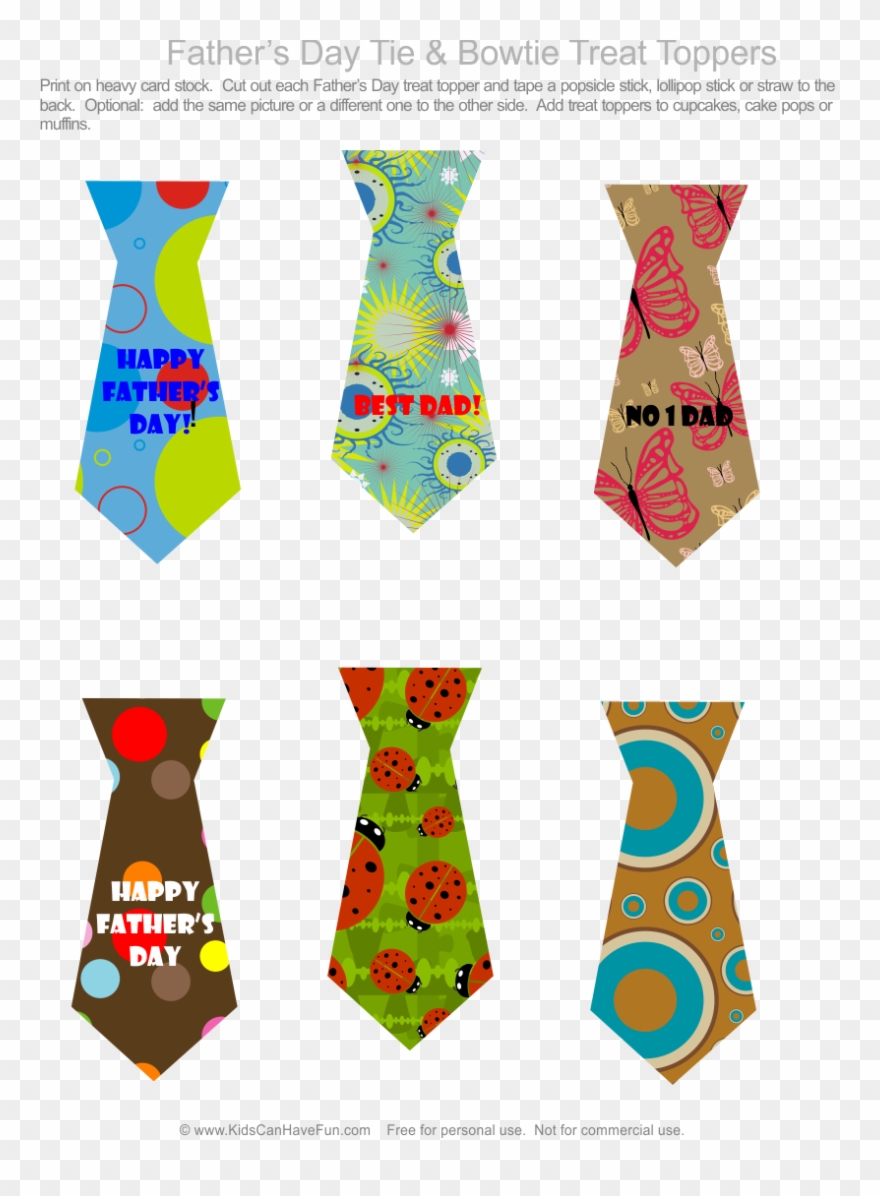 Father's Day Tie & Bowtie Treat Toppers To Add To Muffins, - Father's Day Craft Shirt And Tie Cards Clipart