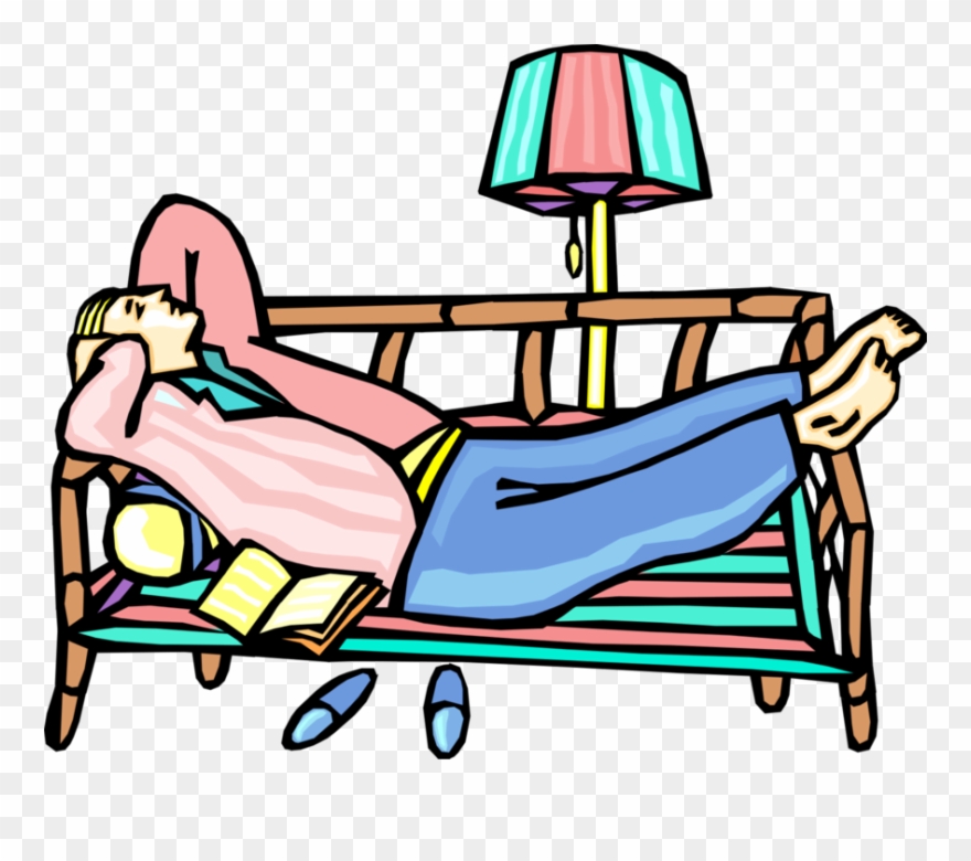 Vector Illustration Of A Relaxing Afternoon On Couch - Homem Dormindo Desenho Png Clipart