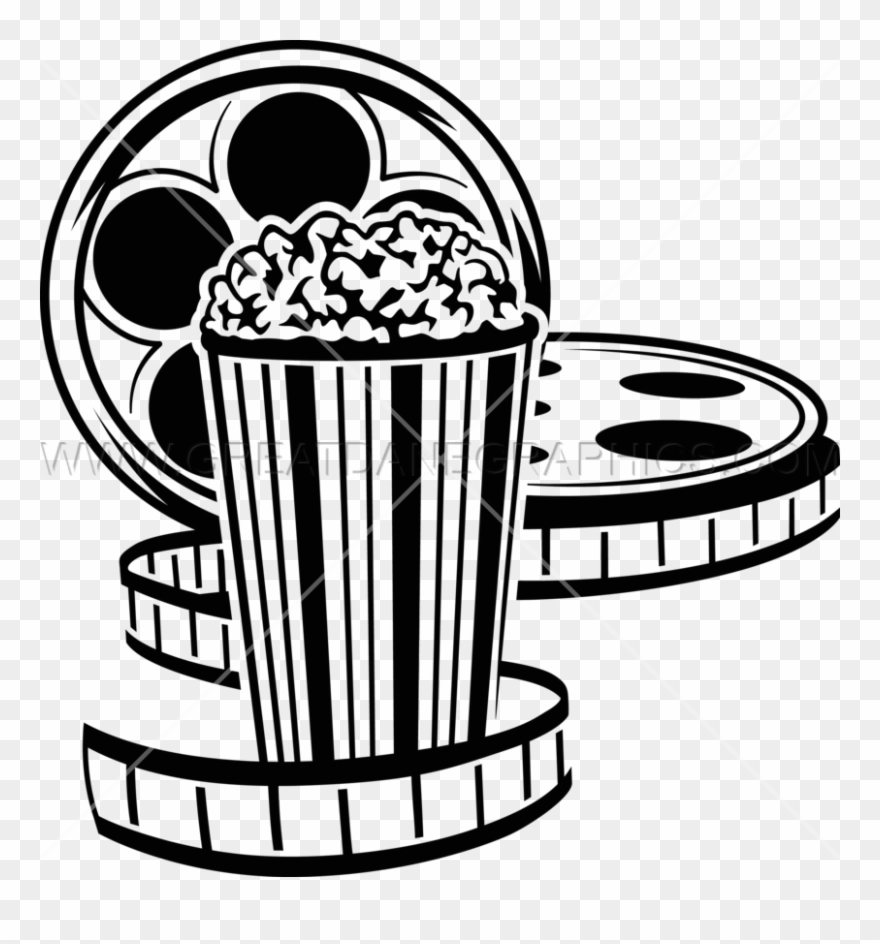 Movie Reel And Popcorn Png - Black And White Drive In Movie Clip Art Transparent Png