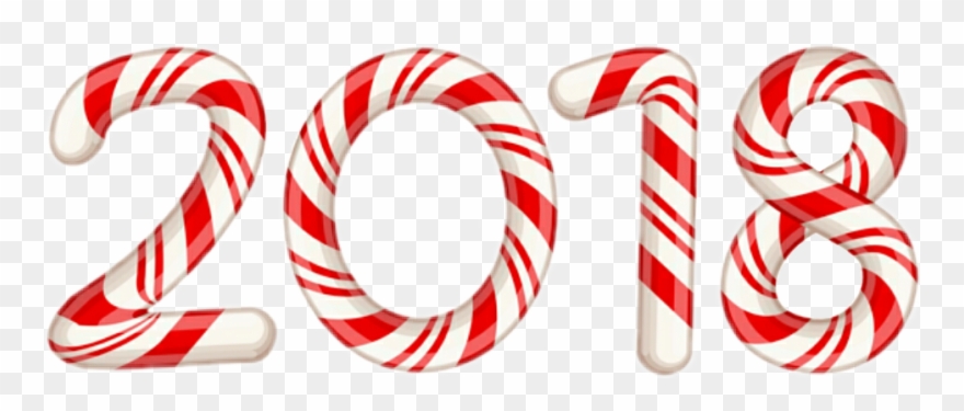 December Clipart Candy Cane - 2018 In Candy Canes - Png Download