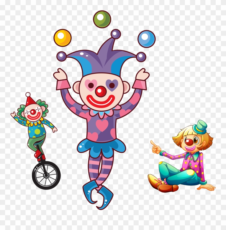 Hand Drawn Cartoon Cute Clown Decoration Vector - Cartoon Circus Clipart