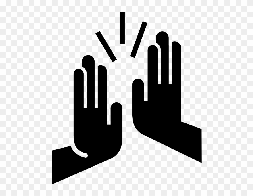 High Five Rubber Stamp - High Five Silhouette Png Clipart