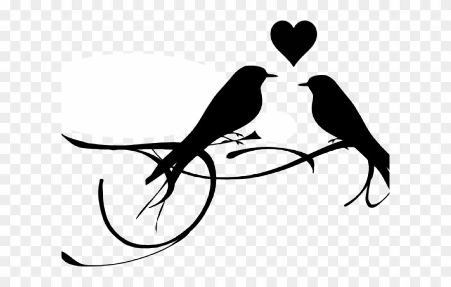 Love Birds Black And White Clipart