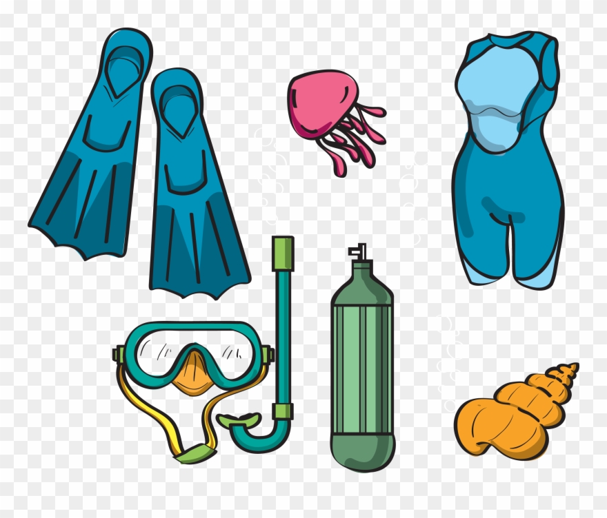 Clipart Boy Diving - Scuba Diving Gear Drawing - Png Download