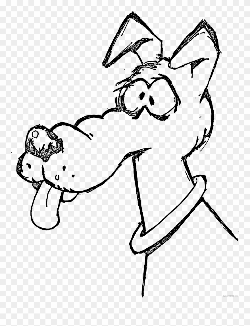 Dumb Dog Animal Free Black White Clipart Images Clipartblack - Tegning Av En Hund - Png Download