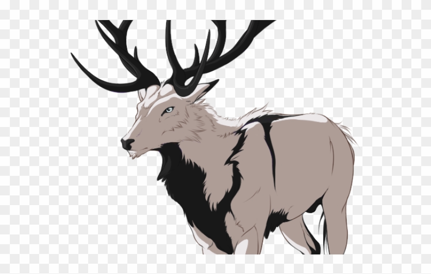 Drawn Antler Artsy - Drawing Moose And Forest Clipart
