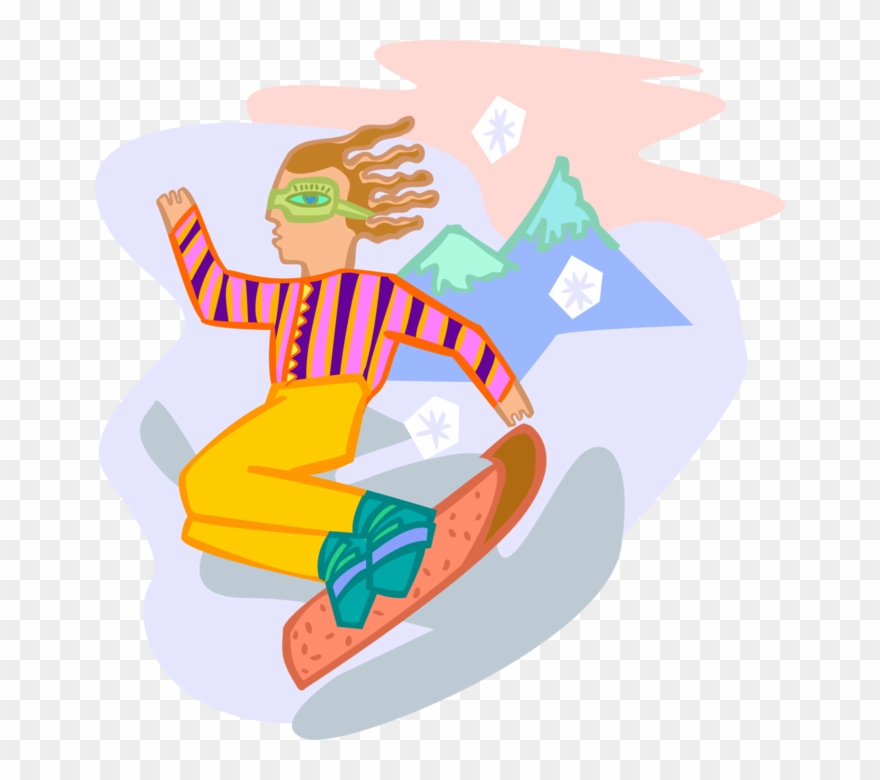 Image Black And White Snowboarder Jumps With Image - Illustration Clipart