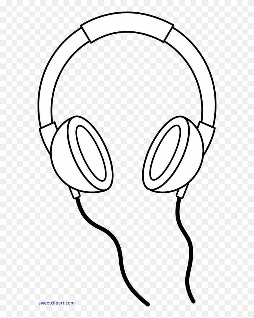 Headphones Line Art Clipart Clip - Headphones Black And White Clip Art - Png Download