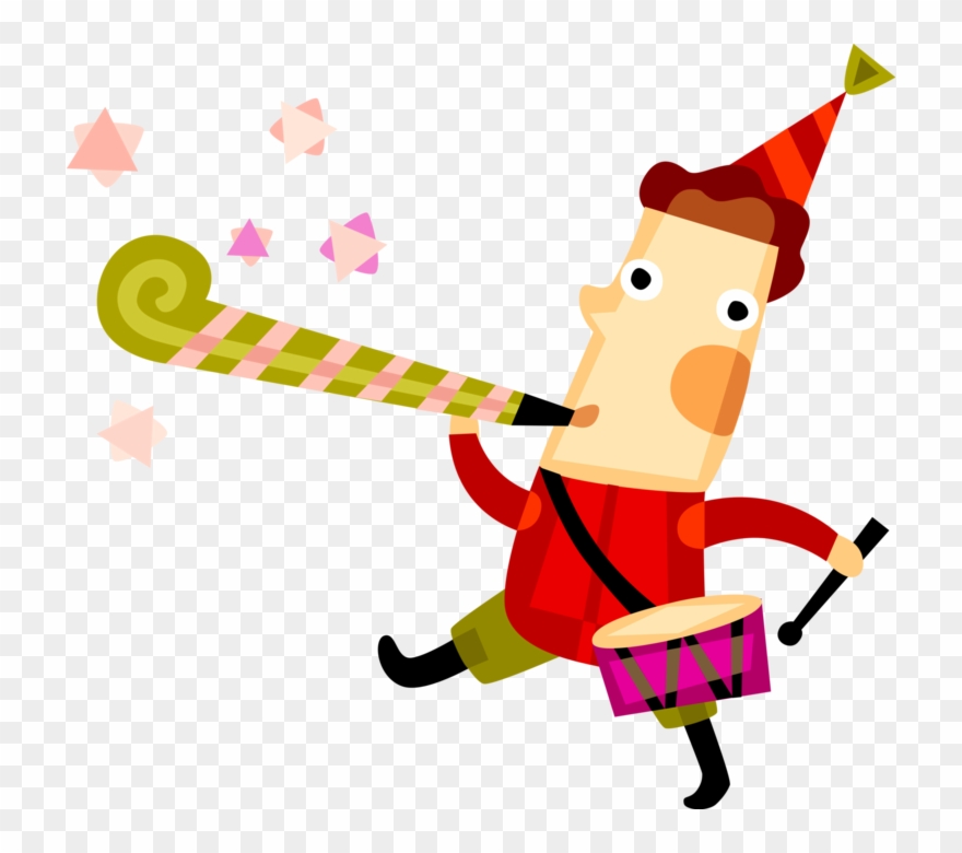 Vector Illustration Of Little Drummer Boy Plays Drum - Christmas Band Cartoon Gif Clipart