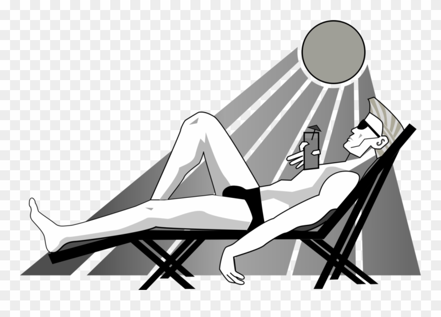 Beach Man People Relaxing Semirealistic People Silhouette - Illustration Clipart