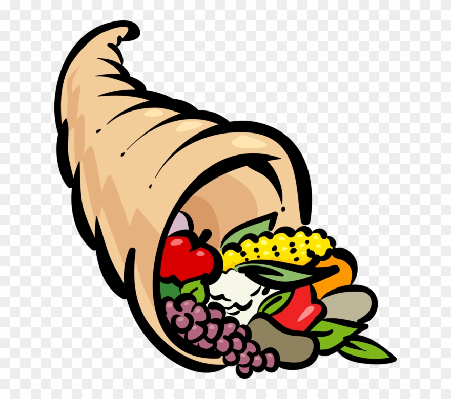 Vector Illustration Of Cornucopia Horn Of Plenty With - Cornucopia Clipart
