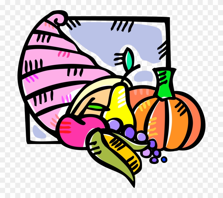 Vector Illustration Of Cornucopia Horn Of Plenty With Clipart