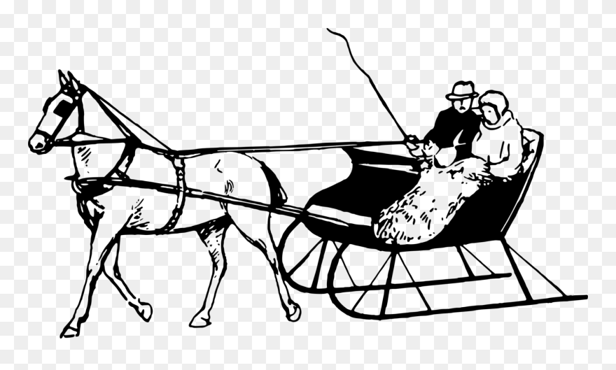 Clip Art Details - Horse And Sleigh Drawing - Png Download