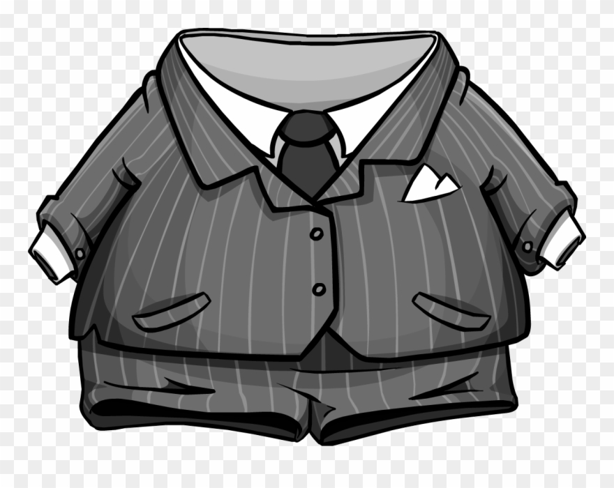 Image Grey Pinstripe Club Clip Art Royalty Free Library - Club Penguin Suit - Png Download