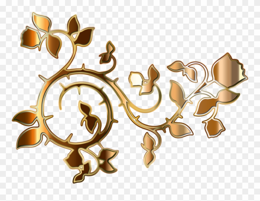 Vine Rose Computer Icons Gold - Gold Vines No Background Clipart