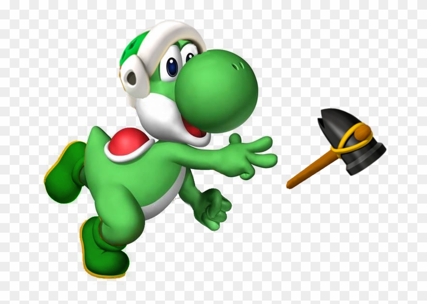 Hammer Yoshi - Yoshi Mario Clipart