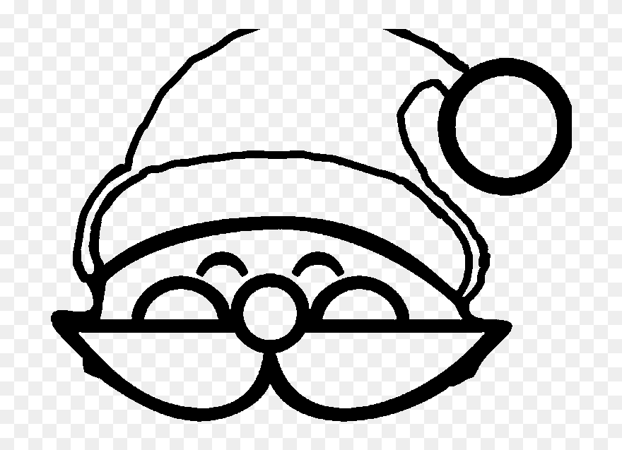 Santa Face With Christmas Hat In Party Coloring For - Santa Face Clipart Black And White Svg - Png Download