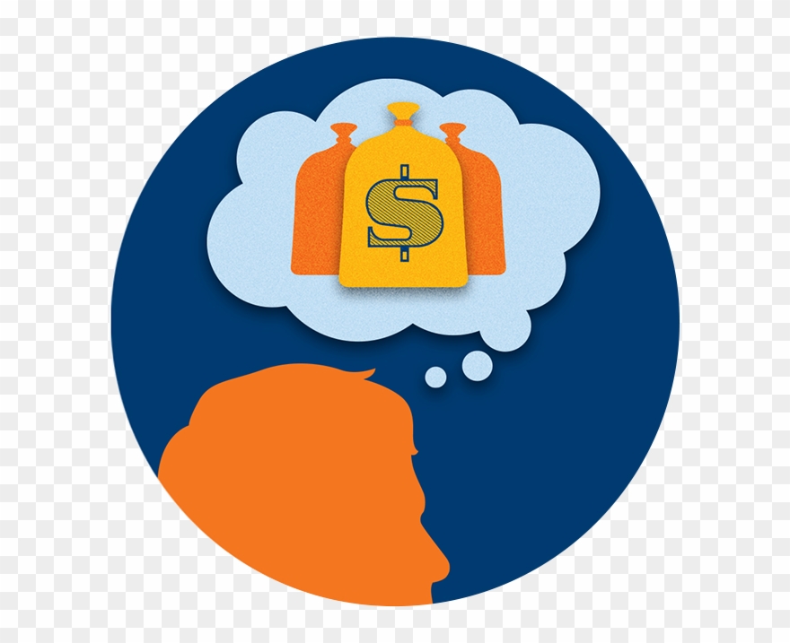 A Thought Bubble Filled With Bags Of Cash Floats Over - Thought Clipart