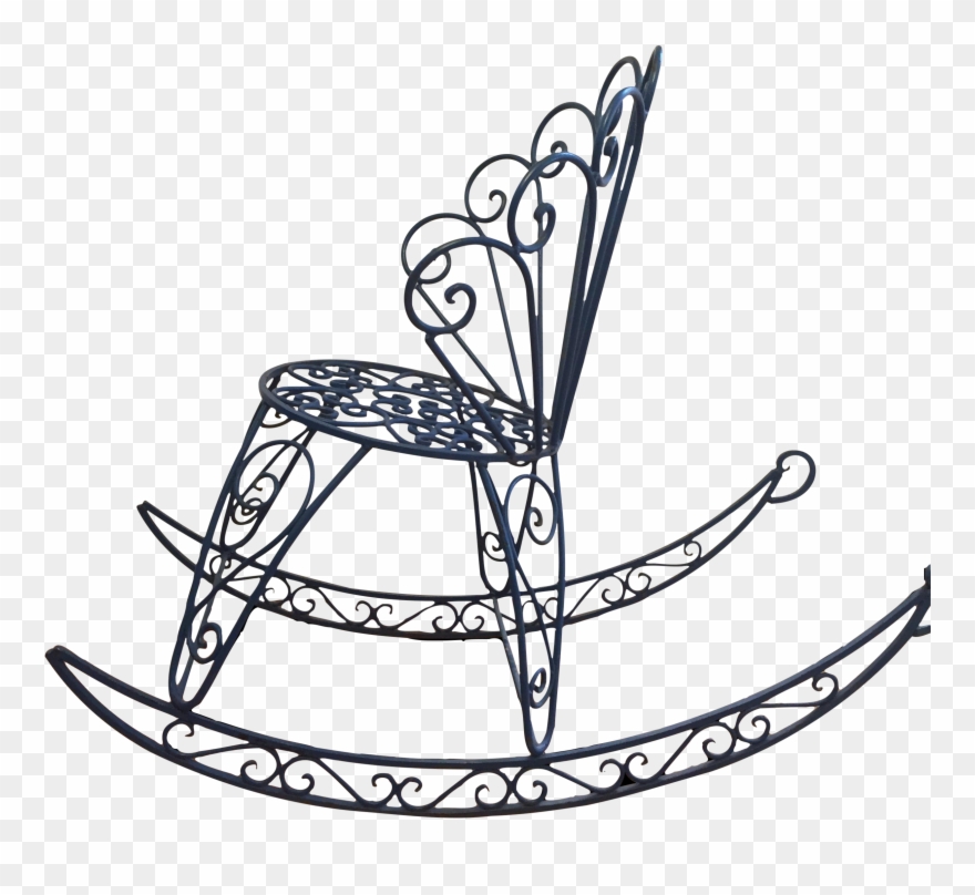 Unique Backyard French Cast Iron Rocking Chair Salterini - Line Art Clipart