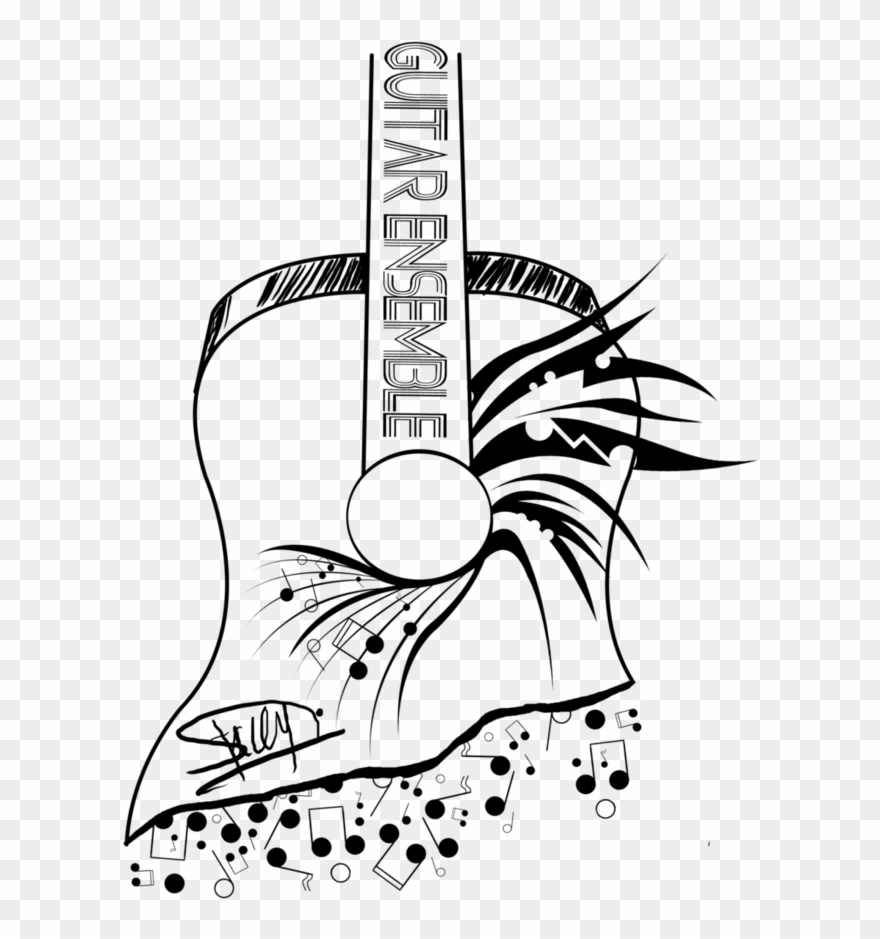 Drawing Guitar Design - Drawing Clipart