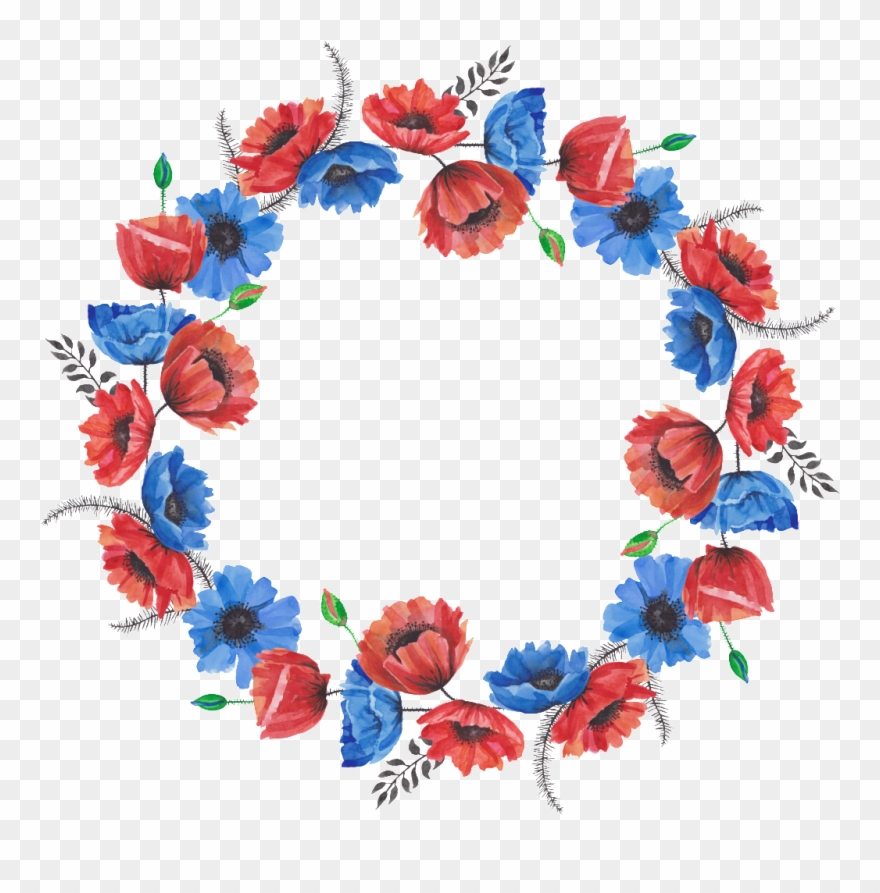 Blooming Flower Wreath Cartoon Transparent - Watercolor Painting Clipart
