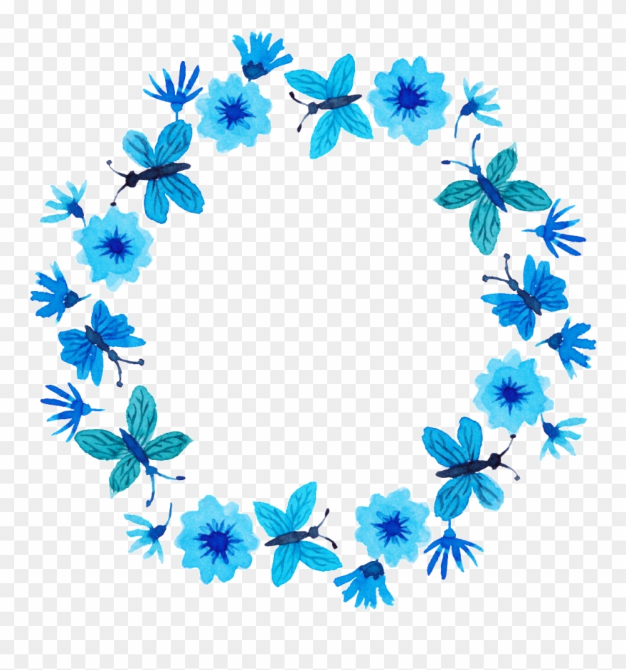Bright And Elegant Blue Flowers Hand Painted Garland - My Notebook: Unlined Notebook - Large (8. 5 X 11 Inches) Clipart