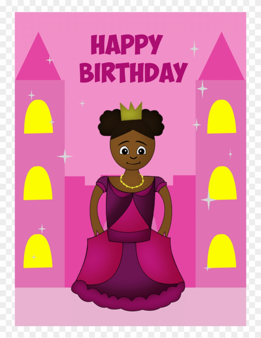 Girl's Princess Birthday Card - Happy 6th Birthday Girl Clipart