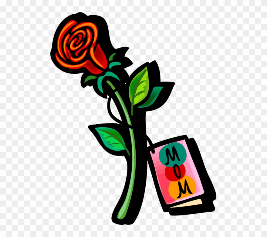 Vector Illustration Of Mother's Day Flower Rose With - Mother's Day Clip Art - Png Download