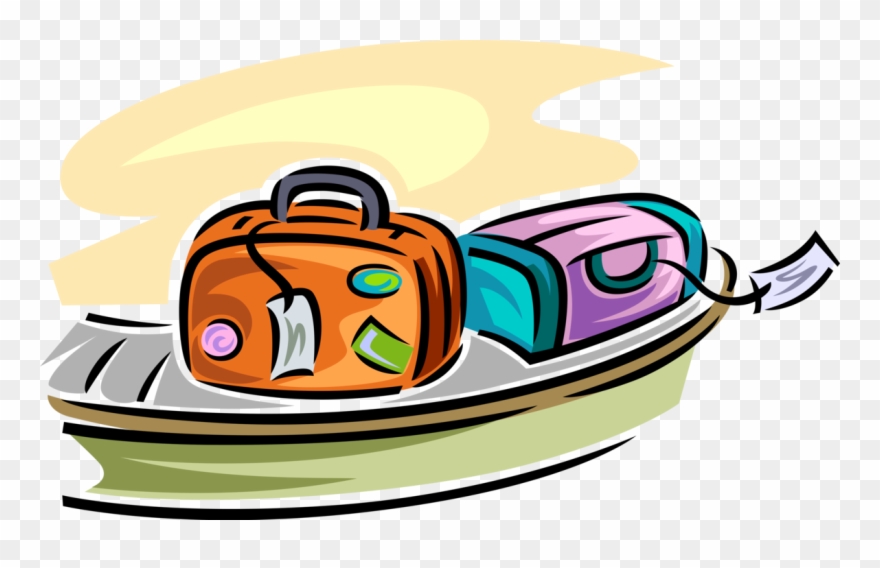 Vector Illustration Of Passenger Travel Luggage Suitcases - Conveyor Belt Airport Clipart - Png Download