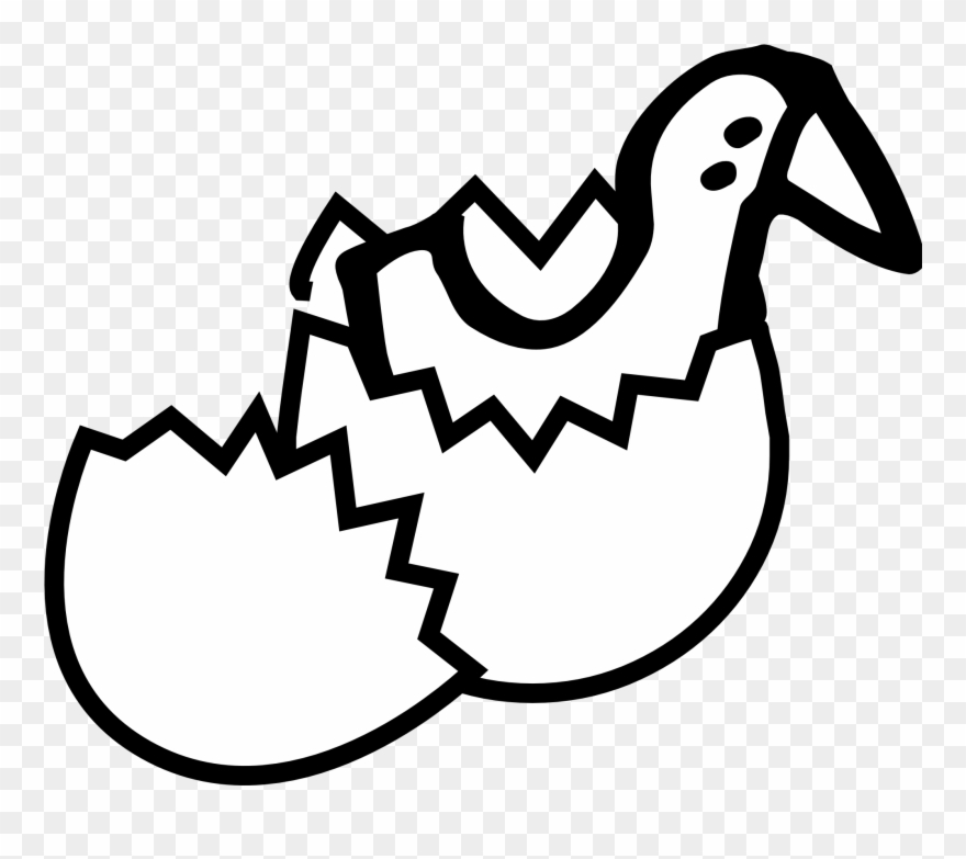 Chick From Egg Black White Line Easter 999px 69 - Draw A Cracked Egg Clipart