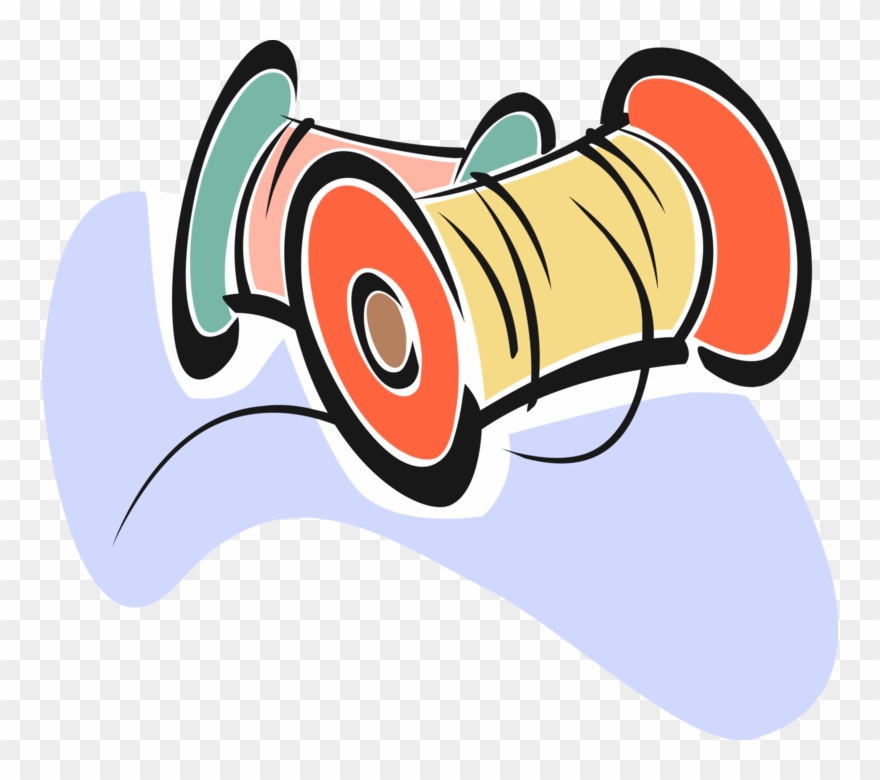 Vector Illustration Of Spools Of Fine Cord Thread Of - Linha E Agulha Desenho Png Clipart