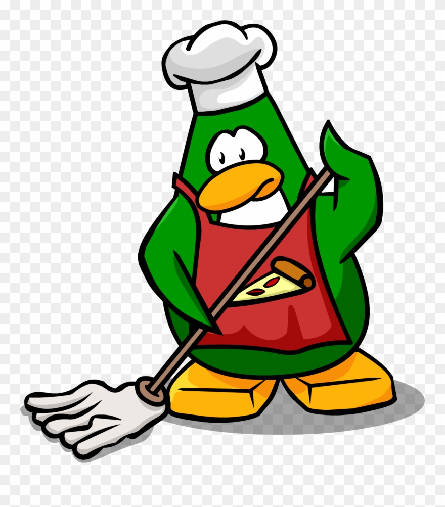 Image Mopping Club Penguin - Pizza Guy Club Penguin Clipart