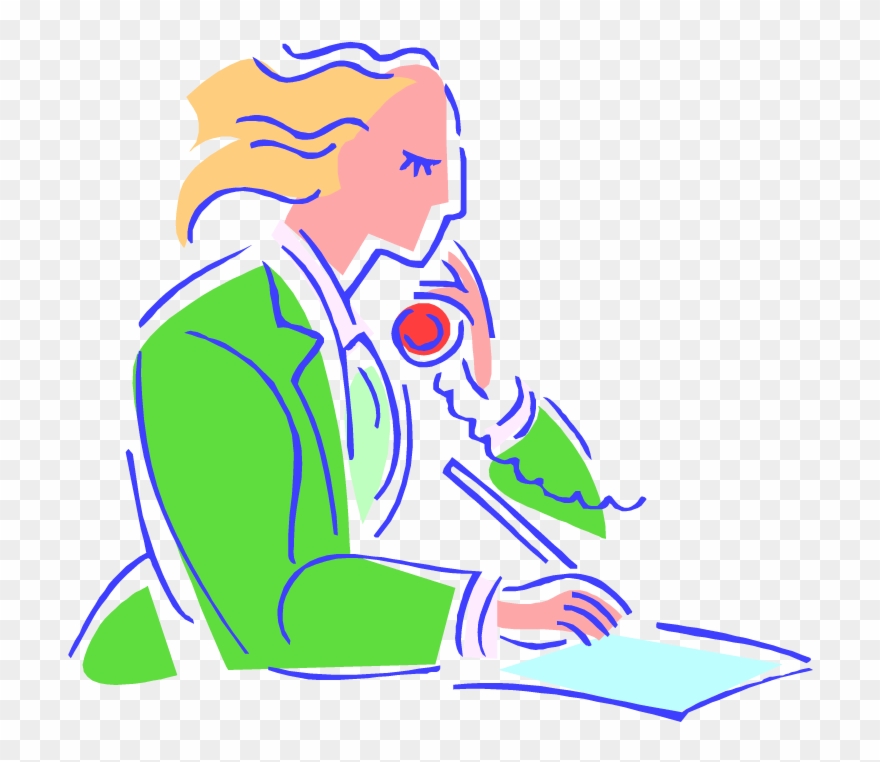 Woman Writing Telephone Clipart